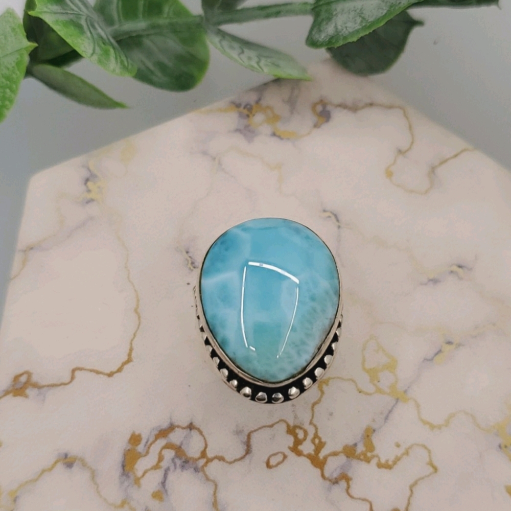Sterling silver Larimar ring